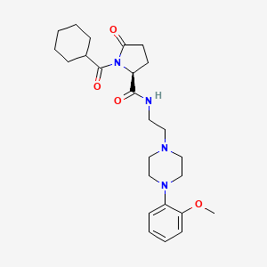 molecular formula C25H36N4O4 B10791527 (S)-1-(cyclohexanecarbonyl)-N-(2-(4-(2-methoxyphenyl)piperazin-1-yl)ethyl)-5-oxopyrrolidine-2-carboxamide 