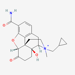 (1S,5R,13R,17S)-10-carbamoyl-4-(cyclopropylmethyl)-17-hydroxy-4-methyl-14-oxo-12-oxa-4-azapentacyclo[9.6.1.0^{1,13}.0^{5,17}.0^{7,18}]octadeca-7(18),8,10-trien-4-ium iodide