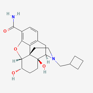 (1S,5R,13R,14S,17S)-4-(cyclobutylmethyl)-14,17-dihydroxy-12-oxa-4-azapentacyclo[9.6.1.0^{1,13}.0^{5,17}.0^{7,18}]octadeca-7(18),8,10-triene-10-carboxamide