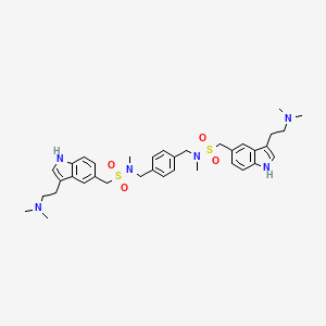 molecular formula C36H48N6O4S2 B10791643 C-[3-(2-Dimethylamino-ethyl)-1H-indol-5-yl]-N-[4-({[3-(2-dimethylamino-ethyl)-1H-indol-5-ylmethanesulfonyl]-methyl-amino}-methyl)-benzyl]-N-methyl-methanesulfonamide 