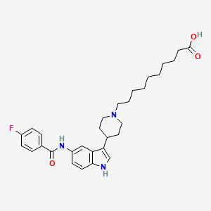 10-(4-(5-(4-fluorobenzamido)-1H-indol-3-yl)piperidin-1-yl)decanoic acid