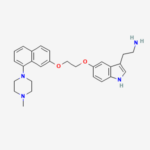 molecular formula C27H32N4O2 B10791662 2-(5-(2-(8-(4-methylpiperazin-1-yl)naphthalen-2-yloxy)ethoxy)-1H-indol-3-yl)ethanamine 