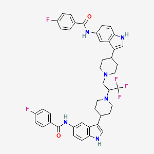 molecular formula C43H41F5N6O2 B10791673 4-fluoro-N-[3-[1-[3,3,3-trifluoro-2-[4-[5-[(4-fluorobenzoyl)amino]-1H-indol-3-yl]piperidin-1-yl]propyl]piperidin-4-yl]-1H-indol-5-yl]benzamide 