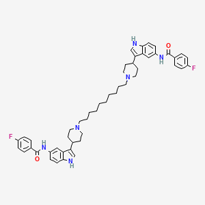 4-fluoro-N-[3-[1-[10-[4-[5-[(4-fluorobenzoyl)amino]-1H-indol-3-yl]piperidin-1-yl]decyl]piperidin-4-yl]-1H-indol-5-yl]benzamide