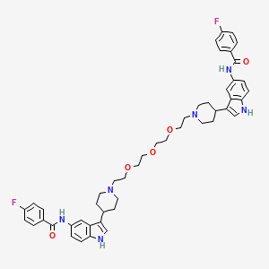 molecular formula C48H54F2N6O5 B10791700 4-fluoro-N-[3-[1-[2-[2-[2-[2-[4-[5-[(4-fluorobenzoyl)amino]-1H-indol-3-yl]piperidin-1-yl]ethoxy]ethoxy]ethoxy]ethyl]piperidin-4-yl]-1H-indol-5-yl]benzamide 