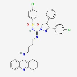 molecular formula C39H38Cl2N6O2S B10791775 4-Chloro-N-{[3-(4-chlorophenyl)-4-phenyl-4,5-dihydro-1H-pyrazolyl][4-(1,2,3,4-tetrahydroacridin-9-ylamino)butylamino]methylene}benzenesulfonamide 