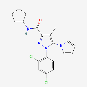 molecular formula C20H20Cl2N4O B10791911 N-Cyclopentyl-1-(2,4-dichlorophenyl)-4-methyl-5-(1Hpyrrol-1-yl)-1H-pyrazole-3-carboxamide 