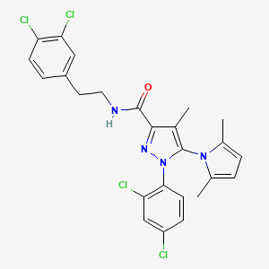 molecular formula C25H22Cl4N4O B10791914 N-[2-(3,4-Dichlorophenyl)ethyl]1-(2,4-dichlorophenyl)-5-(2,5-dimethyl-1H-pyrrol-1-yl)-4-methyl-1H-pyrazole-3-carboxamide 