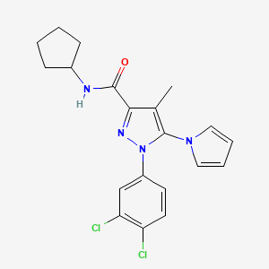 molecular formula C20H20Cl2N4O B10791937 N-Cyclopentyl-1-(3,4-dichlorophenyl)-4-methyl-5-(1Hpyrrol-1-yl)-1H-pyrazole-3-carboxamide 