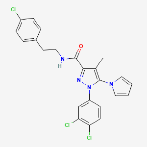 molecular formula C23H19Cl3N4O B10791942 N-[2-(4-Chlorophenyl)ethyl]1-(3,4-dichlorophenyl)-4-methyl-5-(1H-pyrrol-1-yl)-1H-pyrazole-3-carboxamide 