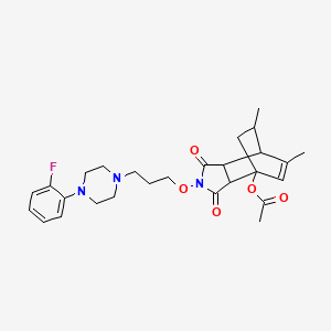 [4-[3-[4-(2-Fluorophenyl)piperazin-1-yl]propoxy]-8,11-dimethyl-3,5-dioxo-4-azatricyclo[5.2.2.02,6]undec-8-en-1-yl] acetate