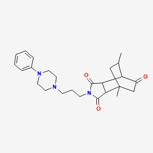 molecular formula C25H33N3O3 B10792028 1,11-Dimethyl-4-[3-(4-phenylpiperazin-1-yl)propyl]-4-azatricyclo[5.2.2.02,6]undecane-3,5,8-trione 