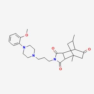 molecular formula C26H35N3O4 B10792036 4-[3-[4-(2-Methoxyphenyl)piperazin-1-yl]propyl]-1,11-dimethyl-4-azatricyclo[5.2.2.02,6]undecane-3,5,8-trione 