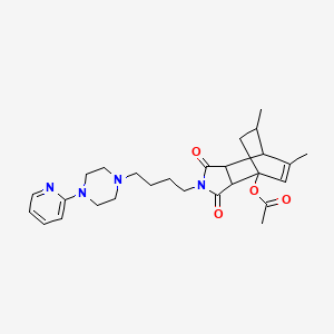 molecular formula C27H36N4O4 B10792070 [8,11-Dimethyl-3,5-dioxo-4-[4-(4-pyridin-2-ylpiperazin-1-yl)butyl]-4-azatricyclo[5.2.2.02,6]undec-8-en-1-yl] acetate 