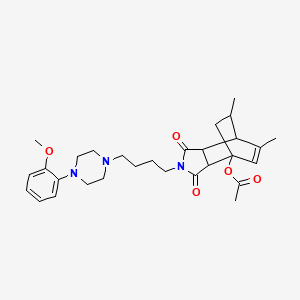 molecular formula C29H39N3O5 B10792084 [4-[4-[4-(2-Methoxyphenyl)piperazin-1-yl]butyl]-8,11-dimethyl-3,5-dioxo-4-azatricyclo[5.2.2.02,6]undec-8-en-1-yl] acetate 