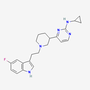 molecular formula C22H26FN5 B10792153 N-cyclopropyl-4-(1-(2-(5-fluoro-1H-indol-3-yl)ethyl)piperidin-3-yl)pyrimidin-2-amine 