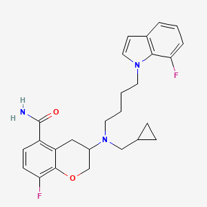 molecular formula C26H29F2N3O2 B10792256 3-{(Cyclopropylmethyl)[4-(7-fluoro-1H-indol-1-yl)butyl]amino}-8-fluorochromane-5-carboxamide 