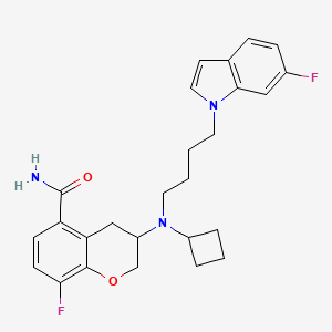 molecular formula C26H29F2N3O2 B10792265 3-{Cyclobutyl[4-(6-fluoro-1H-indol-1-yl)butyl]amino}-8-fluorochromane-5-carboxamide 