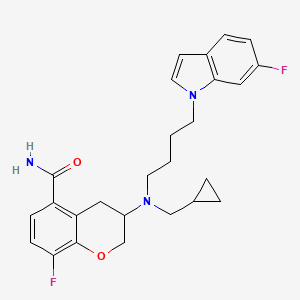 molecular formula C26H29F2N3O2 B10792266 3-{(Cyclopropylmethyl)[4-(6-fluoro-1H-indol-1-yl)butyl]amino}-8-fluorochromane-5-carboxamide 