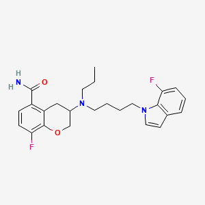 molecular formula C25H29F2N3O2 B10792298 8-Fluoro-3-[[4-(7-fluoro-1H-indol-1-yl)butyl](propyl)amino]chromane-5-carboxamide 