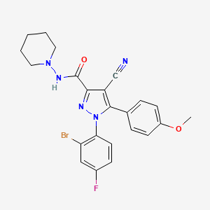 1-(2-Bromo-4-fluorophenyl)-4-cyano-5-(4-methoxyphenyl)-N-(piperidin-1-yl)-1H-pyrazole-3-carboxamide