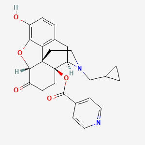 molecular formula C26H26N2O5 B10792329 (1S,5R,13R,17S)-4-(cyclopropylmethyl)-10-hydroxy-14-oxo-12-oxa-4-azapentacyclo[9.6.1.0^{1,13}.0^{5,17}.0^{7,18}]octadeca-7(18),8,10-trien-17-yl pyridine-4-carboxylate 