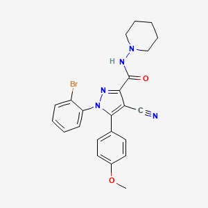 1-(2-bromophenyl)-4-cyano-5-(4-methoxyphenyl)-N-(piperidin-1-yl)-1H-pyrazole-3-carboxamide