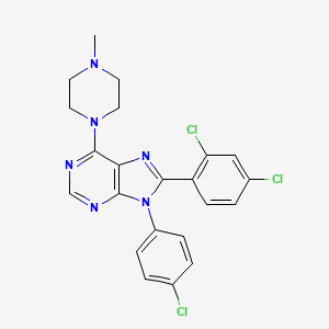 molecular formula C22H19Cl3N6 B10792359 9-(4-chlorophenyl)-8-(2,4-dichlorophenyl)-6-(4-methylpiperazin-1-yl)-9H-purine 