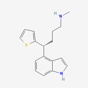 molecular formula C17H20N2S B10792369 (R)-4-(1H-indol-4-yl)-N-methyl-4-(thiophen-2-yl)butan-1-amine hydrochloride 