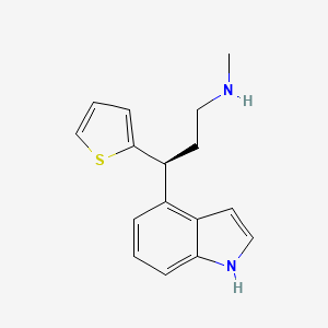 molecular formula C16H18N2S B10792391 (S)-3-(1H-indol-4-yl)-N-methyl-3-(thiophen-2-yl)propan-1-amine hydrochloride 