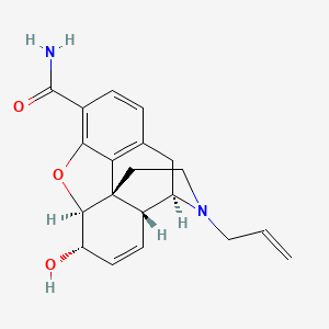 (1S,5R,13S,14S,17R)-14-hydroxy-4-(prop-2-en-1-yl)-12-oxa-4-azapentacyclo[9.6.1.0^{1,13}.0^{5,17}.0^{7,18}]octadeca-7,9,11(18),15-tetraene-10-carboxamide