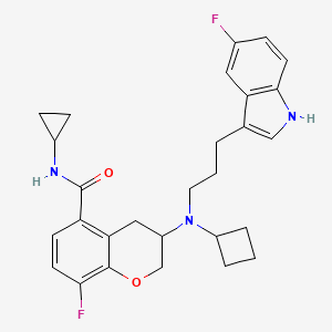 molecular formula C28H31F2N3O2 B10792436 3-{Cyclobutyl[3-(5-fluoro-1H-indol-3-yl)propyl]amino}-N-cyclopropyl-8-fluorochromane-5-carboxamide 