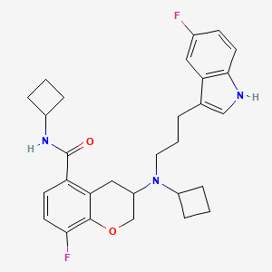 molecular formula C29H33F2N3O2 B10792445 N-Cyclobutyl-3-{cyclobutyl[3-(5-fluoro-1H-indol-3-yl)propyl]-amino}-8-fluorochromane-5-carboxamide 