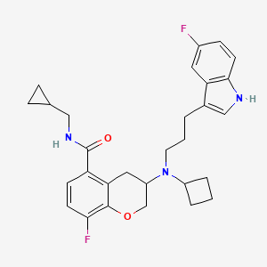 molecular formula C29H33F2N3O2 B10792449 3-{Cyclobutyl[3-(5-fluoro-1H-indol-3-yl)propyl]amino}-N-(cyclopropylmethyl)-8-fluorochromane-5-carboxamide 