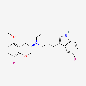 molecular formula C24H28F2N2O2 B10792472 (3R)-8-fluoro-N-[3-(5-fluoro-1H-indol-3-yl)propyl]-5-methoxy-N-propylchroman-3-amine 