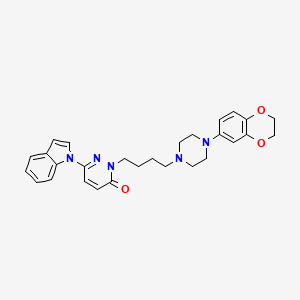 molecular formula C28H31N5O3 B10792566 2-(4-(4-(2,3-dihydrobenzo[b][1,4]dioxin-6-yl)piperazin-1-yl)butyl)-6-(1H-indol-1-yl)pyridazin-3(2H)-one 