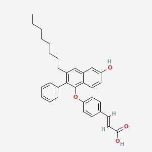 molecular formula C33H34O4 B10792586 3-(4-(6-Hydroxy-3-octyl-2-phenylnaphthalen-1-yloxy)phenyl)acrylic acid 