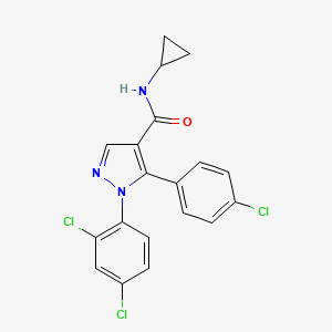 molecular formula C19H14Cl3N3O B10792606 5-(4-Chlorophenyl)-N-cyclopropyl-1-(2,4-dichlorophenyl)-1H-pyrazole-4-carboxamide 