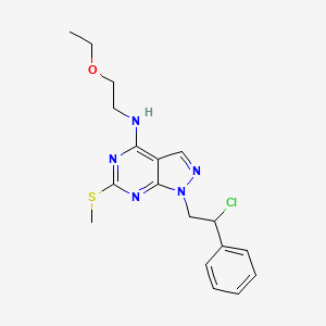 molecular formula C18H22ClN5OS B10792635 1-(2-chloro-2-phenyl-ethyl)-N-(2-ethoxyethyl)-6-methylsulfanyl-pyrazolo[3,4-d]pyrimidin-4-amine 