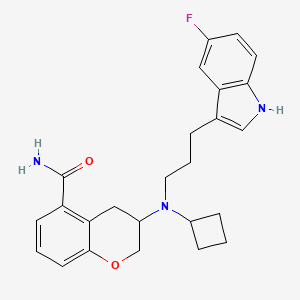 molecular formula C25H28FN3O2 B10792664 3-{Cyclobutyl[3-(5-fluoro-1H-indol-3-yl)propyl]amino}chromane-5-carboxamide 