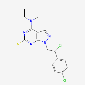 1-(2-chloro-2-(4-chlorophenyl)ethyl)-N,N-diethyl-6-(methylthio)-1H-pyrazolo[3,4-d]pyrimidin-4-amine