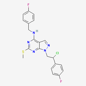 1-(2-chloro-2-(4-fluorophenyl)ethyl)-N-(4-fluorobenzyl)-6-(methylthio)-1H-pyrazolo[3,4-d]pyrimidin-4-amine