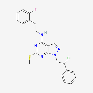 molecular formula C22H21ClFN5S B10792702 1-(2-chloro-2-phenylethyl)-N-(2-fluorophenethyl)-6-(methylthio)-1H-pyrazolo[3,4-d]pyrimidin-4-amine 