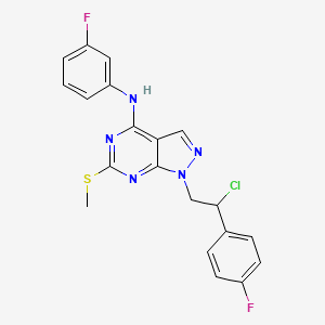 molecular formula C20H16ClF2N5S B10792703 1-(2-chloro-2-(4-fluorophenyl)ethyl)-N-(3-fluorophenyl)-6-(methylthio)-1H-pyrazolo[3,4-d]pyrimidin-4-amine 