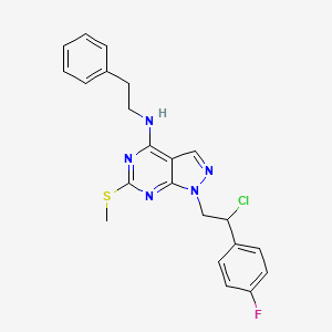 1-(2-chloro-2-(4-fluorophenyl)ethyl)-6-(methylthio)-N-phenethyl-1H-pyrazolo[3,4-d]pyrimidin-4-amine