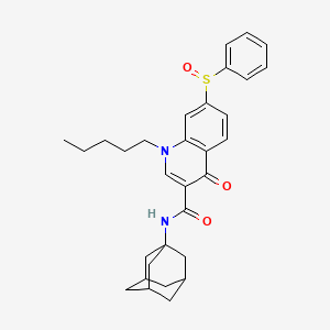 molecular formula C31H36N2O3S B10792729 N-(Adamant-1-yl)-4-oxo-1-pentyl-7-(phenylsulfinyl)-1,4-dihydroquinoline-3-carboxamide 