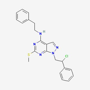 1-(2-chloro-2-phenylethyl)-6-(methylthio)-N-phenethyl-1H-pyrazolo[3,4-d]pyrimidin-4-amine