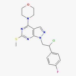 4-(1-(2-chloro-2-(4-fluorophenyl)ethyl)-6-(methylthio)-1H-pyrazolo[3,4-d]pyrimidin-4-yl)morpholine