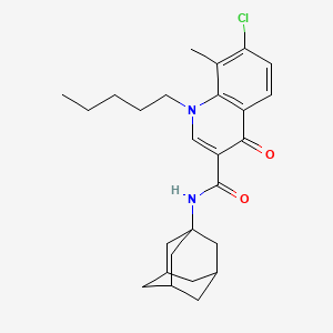 molecular formula C26H33ClN2O2 B10792766 N-(Adamant-1-yl)-7-chloro-8-methyl-4-oxo-1-pentyl-1,4-dihydroquinoline-3-carboxamide 