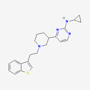 molecular formula C22H26N4S B10792792 4-(1-(2-(benzo[b]thiophen-3-yl)ethyl)piperidin-3-yl)-N-cyclopropylpyrimidin-2-amine 